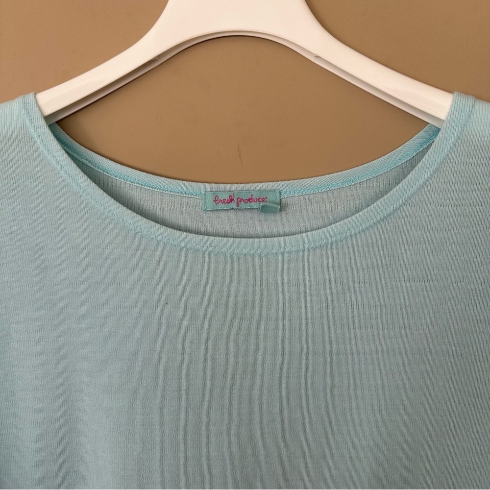 Fresh Produce Women L Lagenlook Boxy Top Slub Pockets Baby Blue USA Comfortable - Picture 5 of 9